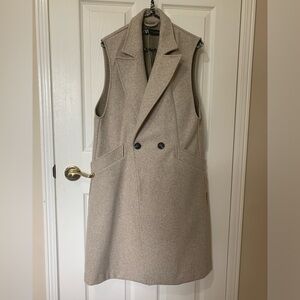 Large cool beige long vest / gilet